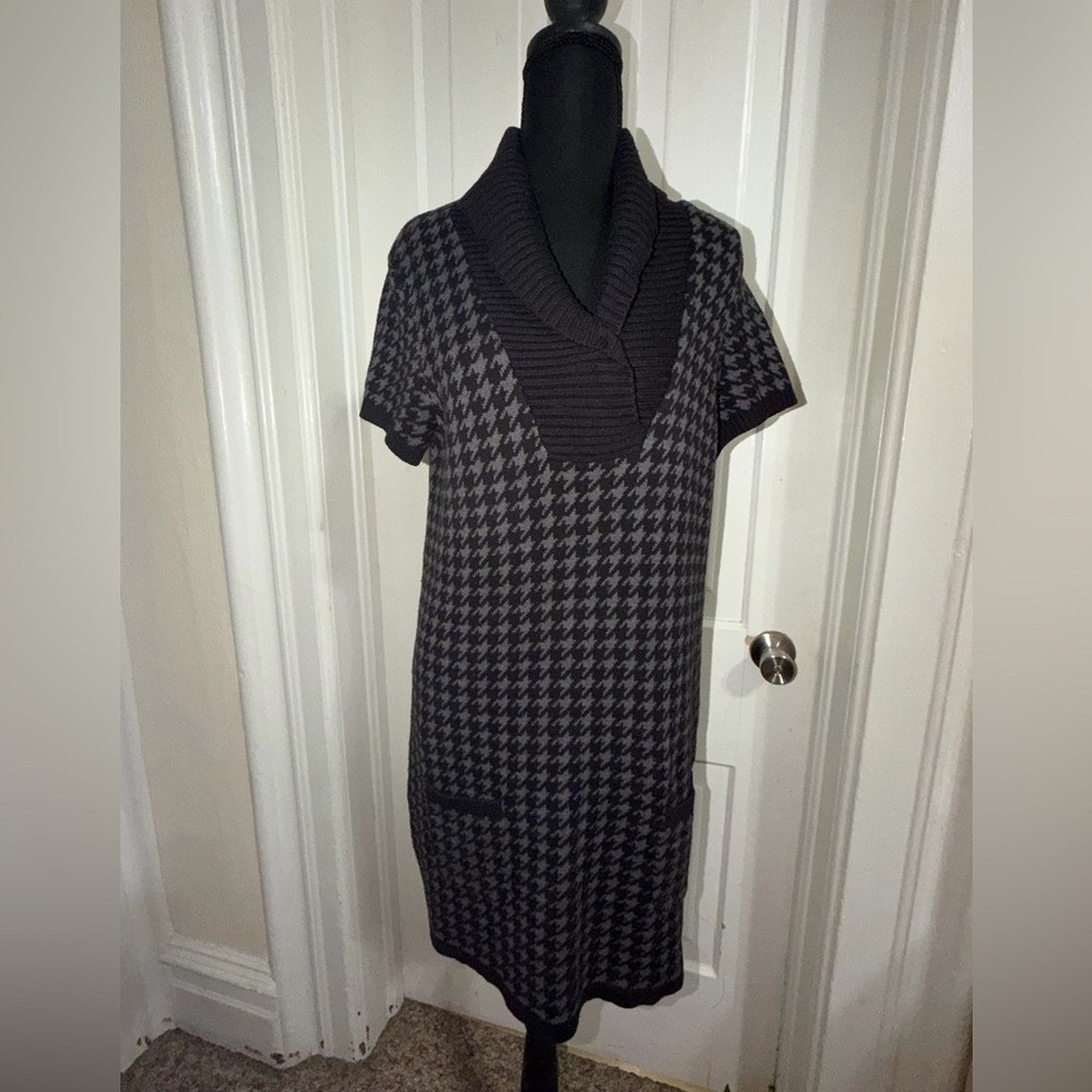 Women's size Large dress knit sweater dress summer work casual cute cowl neck